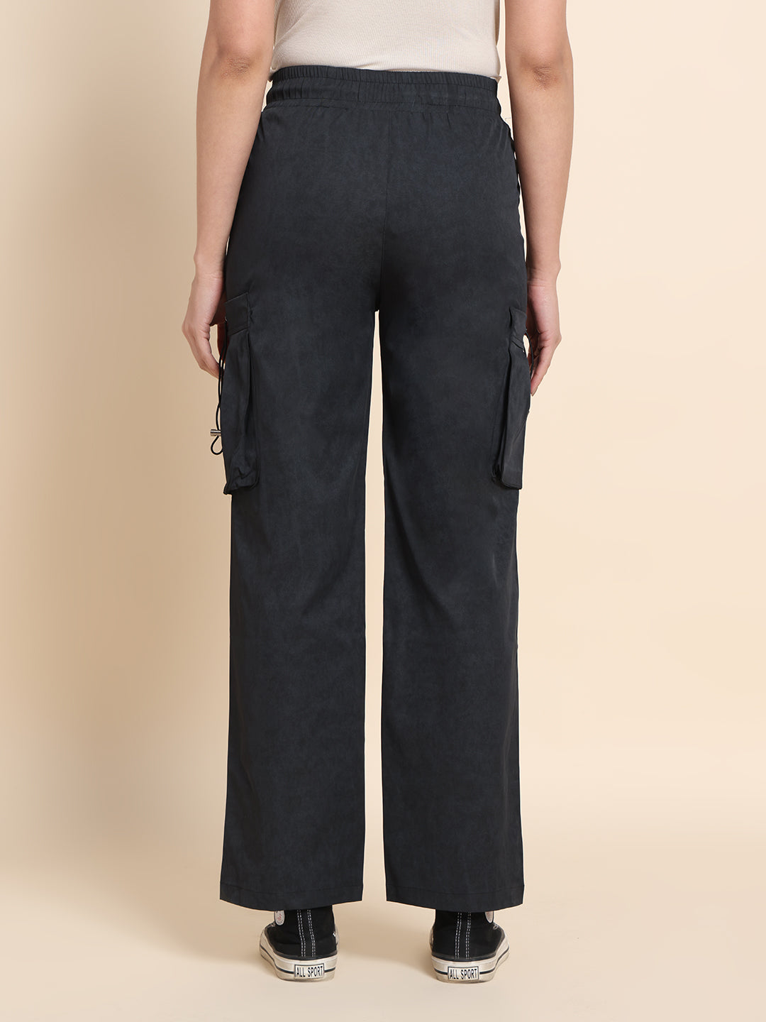 Women's Loose-Fit Parachute Cargo Pants – Acid Wash