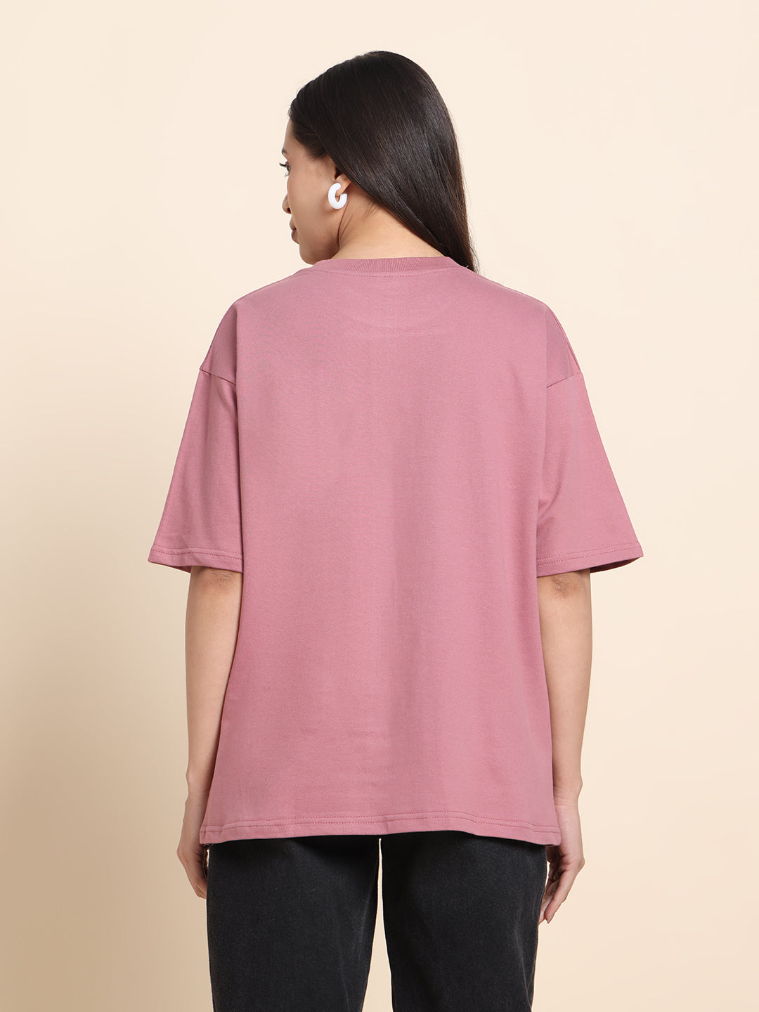 Women’s Oversized French Terry Cotton T-Shirt – Purple | Rabbit Print