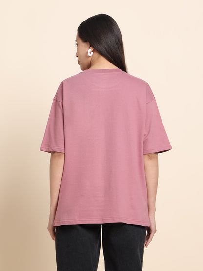 Women’s Oversized French Terry Cotton T-Shirt – Pink