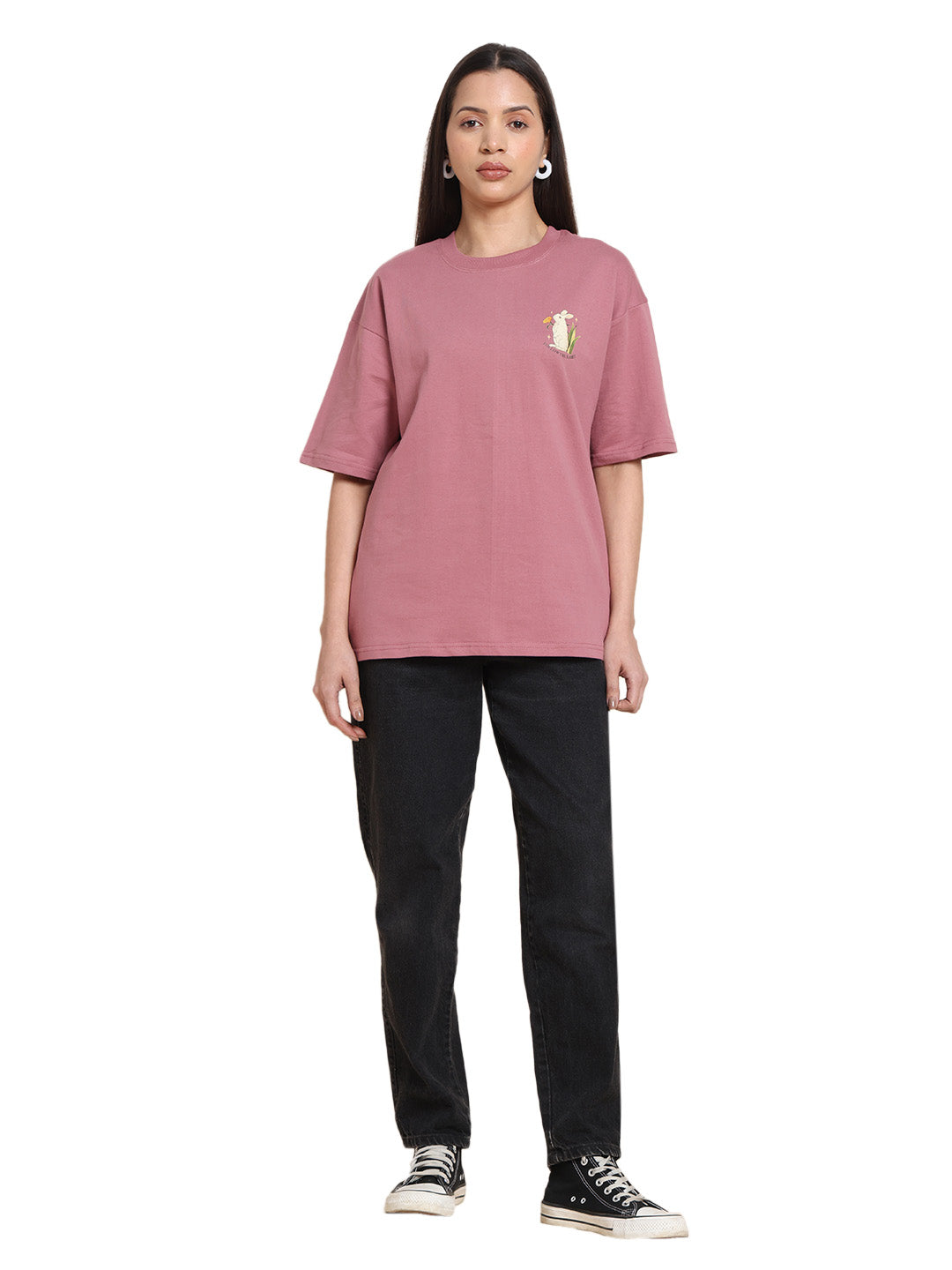 Women’s Oversized French Terry Cotton T-Shirt – Purple | Rabbit Print