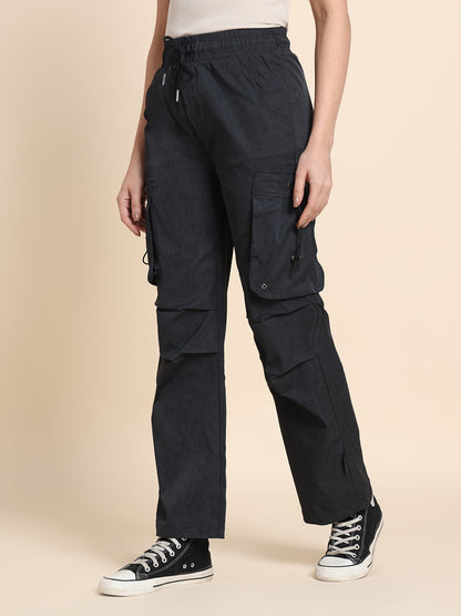 Women's Loose-Fit Parachute Cargo Pants – Acid Wash