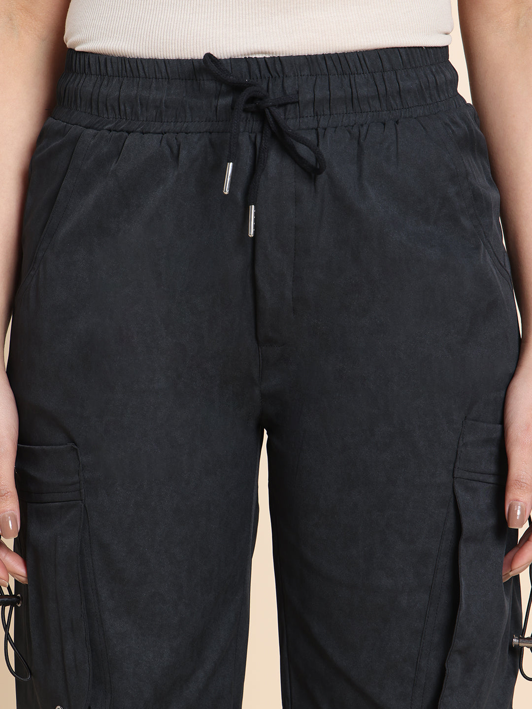 Women's Loose-Fit Parachute Cargo Pants – Acid Wash