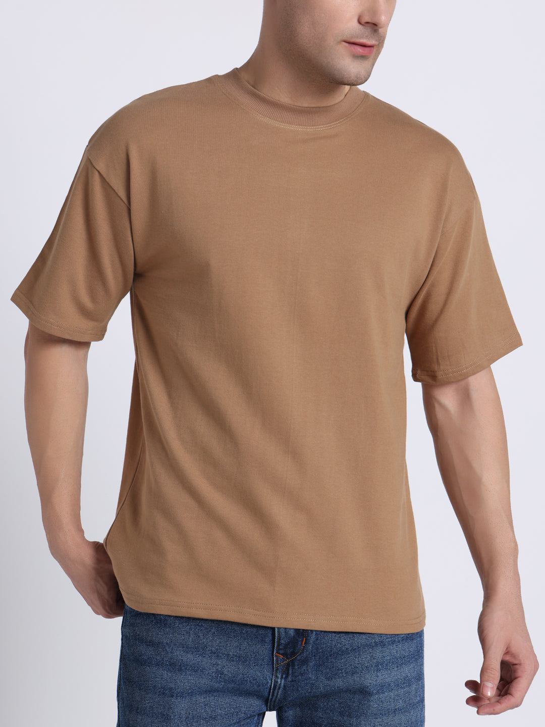 Drop Shoulder French Terry Cotton T-Shirt