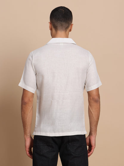 Cuban Collar Shirts Sky blue print