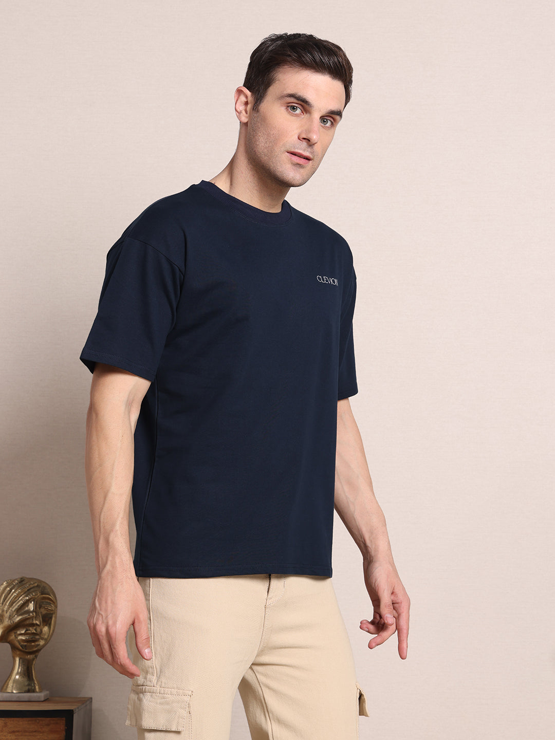 Men's Oversized French Terry T-Shirt – Dark Blue