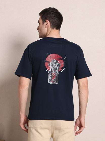 Men's Oversized French Terry T-Shirt – Dark Blue