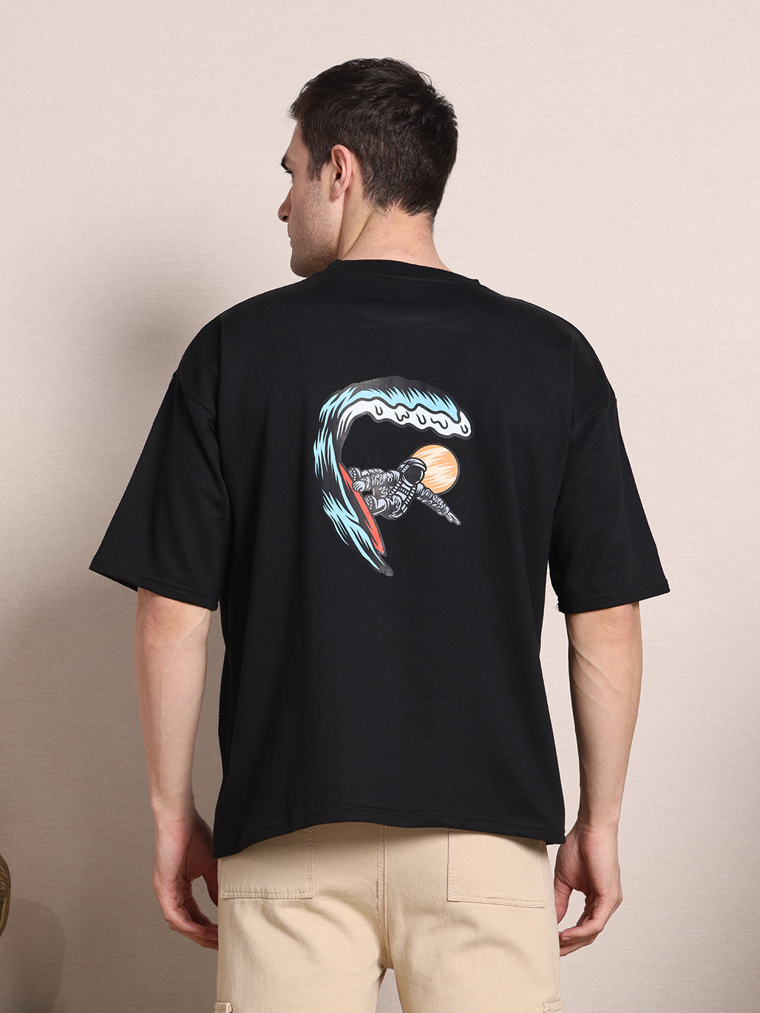 Clevion Men's Oversized French Terry T-Shirt – Black