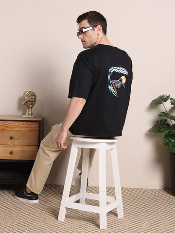 Clevion Men's Oversized French Terry T-Shirt – Black