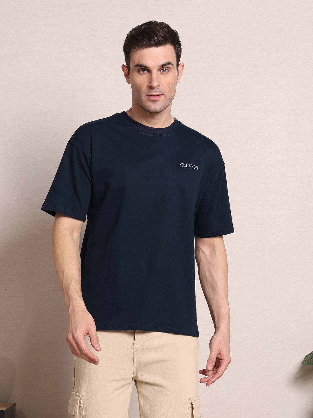 Clevion Men's Oversized French Terry T-Shirt – Black