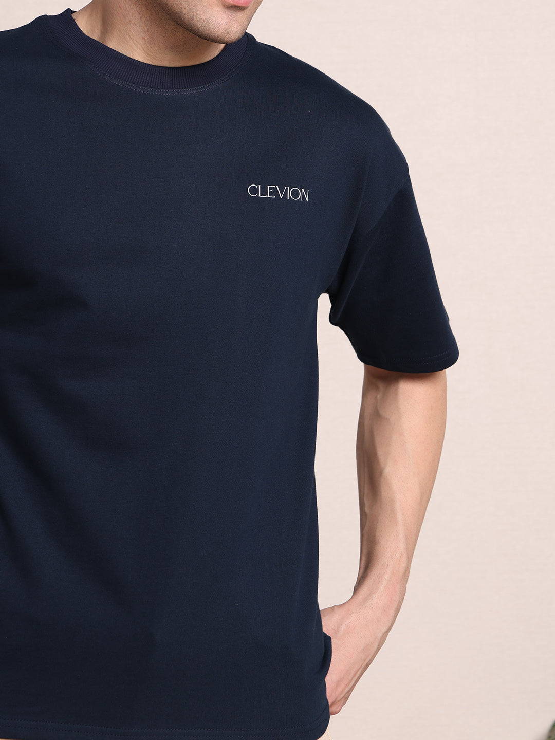 Clevion Men's Oversized French Terry T-Shirt – Black