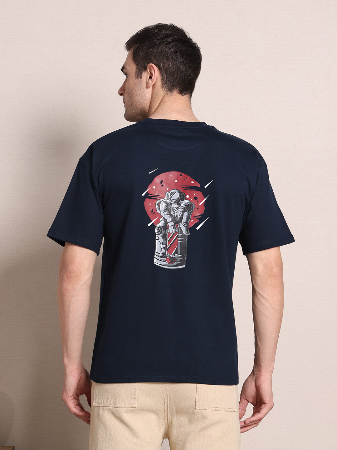 Clevion Men's Oversized French Terry T-Shirt – Dark Blue