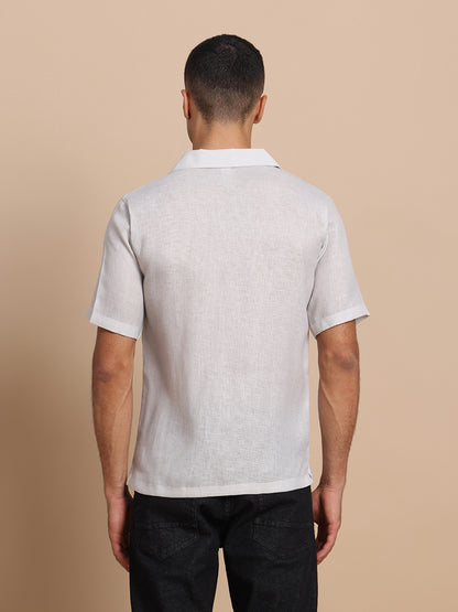 Cuban Collar Shirts Grey Forest print